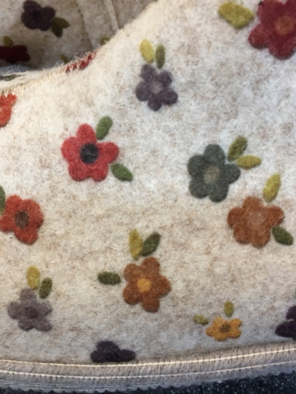 Unity in Diversity Cream Wool Slipper Bootie with Multicolor Floral Print - Picture 9 of 11